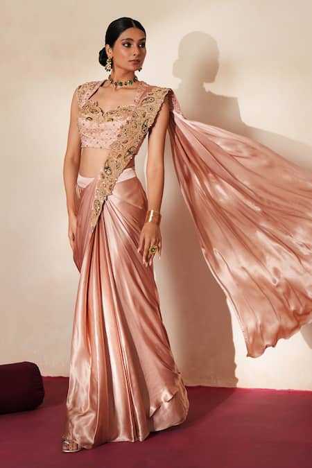 ISHA GUPTA TAYAL Ratanjali Pre-Draped Saree With Embroidered Blouse 