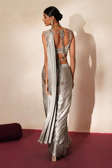 ISHA GUPTA TAYAL Rajatnoor Pre-Draped Saree With Blouse 