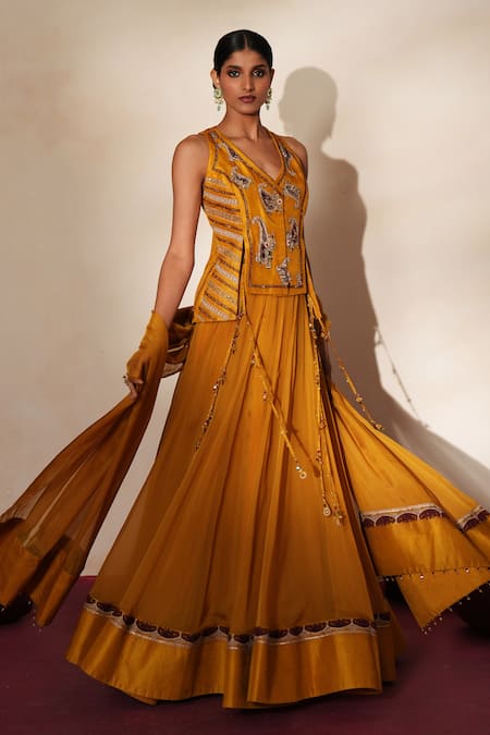 ISHA GUPTA TAYAL Morchakra Embroidered Lehenga Set 