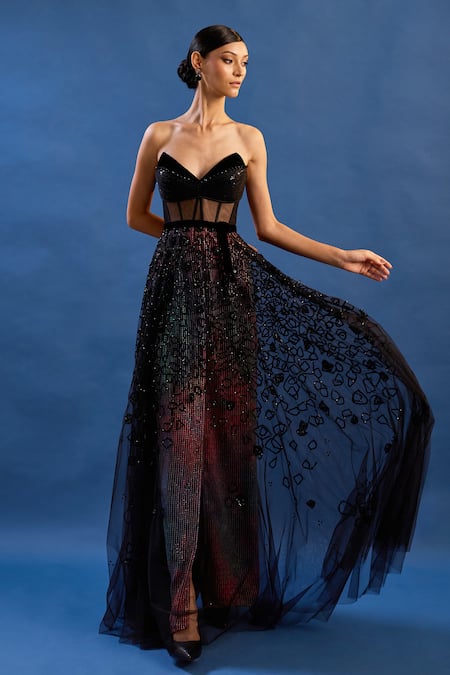 Cedar & Pine Disco Embroidered Corset Gown 