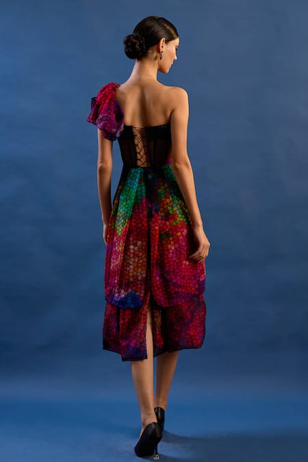 Cedar & Pine Carnie One Shoulder Embroidered Gown 