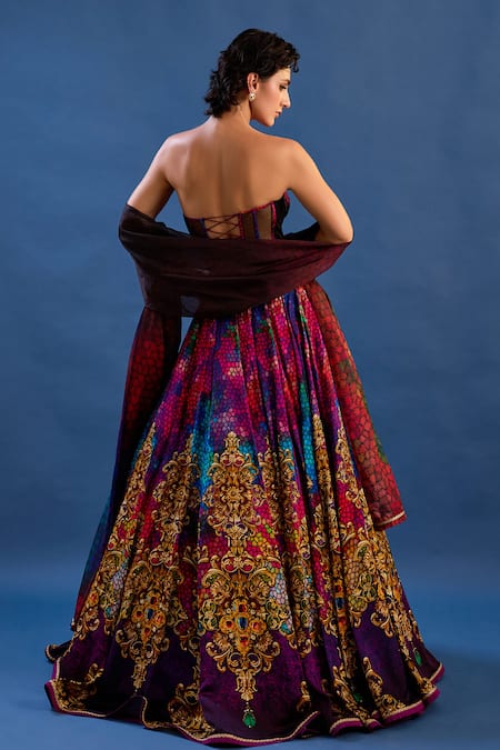 Cedar & Pine Rococo Printed Lehenga Set 