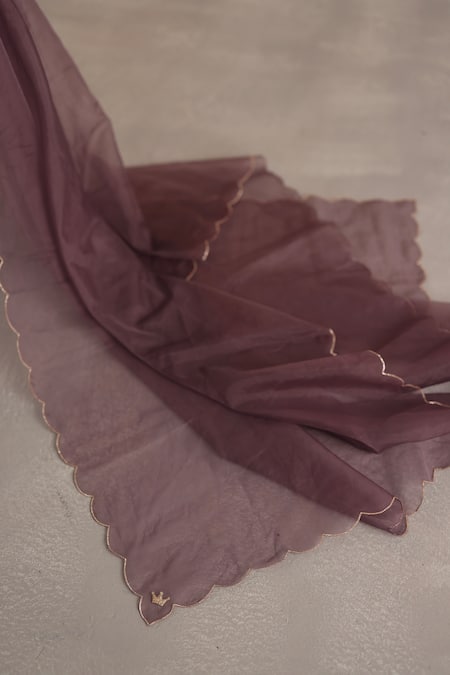 Begum_Purple Velvet, Satin, Tissue, Organza Gota Patti, Megh Embroidered Kurta Set _Online_at_Aza_Fashions