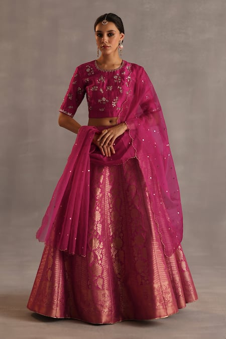 Begum Malhar Floral Woven Lehenga Set 