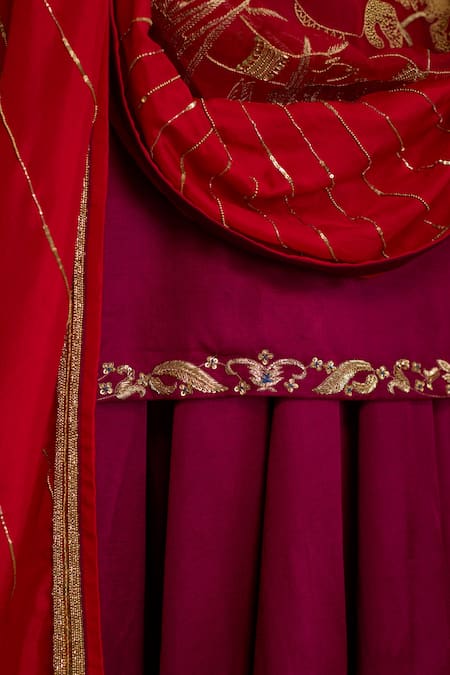 Sitaraa_Purple , Organza Embroidery, Aranya High-low Lehenga And Blouse Set _Online_at_Aza_Fashions