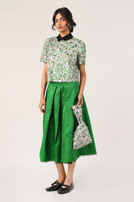 Payal Pratap Tiffany Floral Sequin Top 