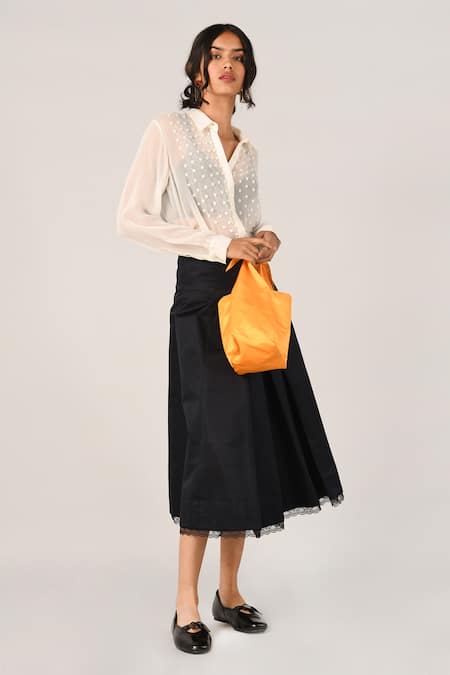 Shop_Payal Pratap_White Georgette Embroidery Collared, V-neck Sombreuil Yoke Shirt _Online_at_Aza_Fashions