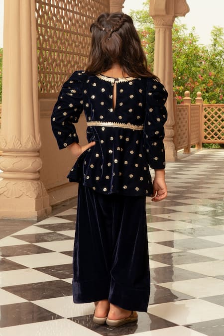 Fayon Kids Velvet Embroidered Kurta & Salwar Set 