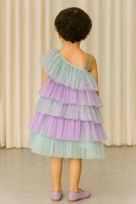 A Little Fable Ruffled Tiered One Shoulder Dress 