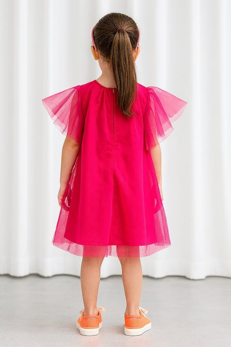 A Little Fable Butterfly Applique Tulle Dress 