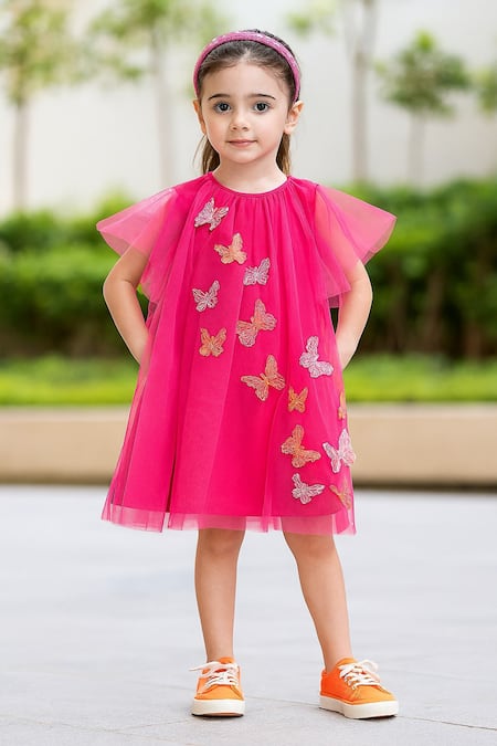 A Little Fable Butterfly Applique Tulle Dress 