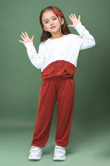 Petite Pomme Color Blocked Top & Jogger Set 