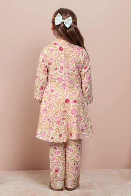 Petite Pomme Floral Print Peplum Kurta Set 