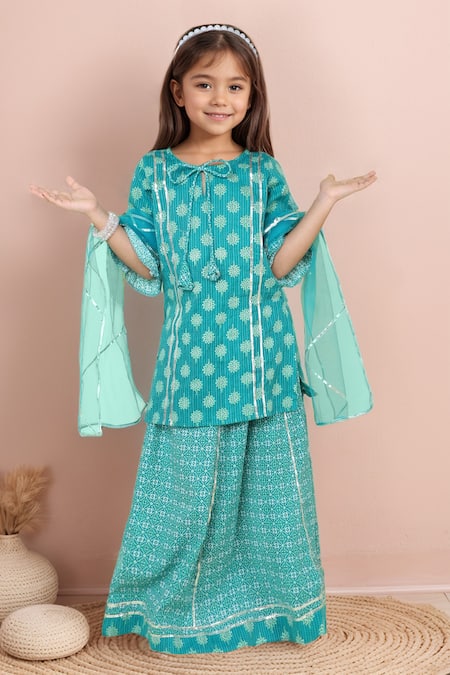Petite Pomme Green Floral Printed Kurta Set 