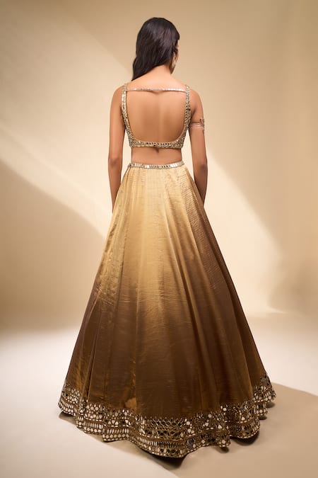 Seema Gujral Mirror Embroidered Blouse Lehenga Set 