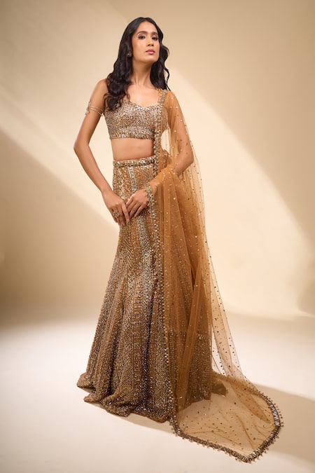 Seema Gujral Sequin Embroidered Net Mermaid Lehenga Set 
