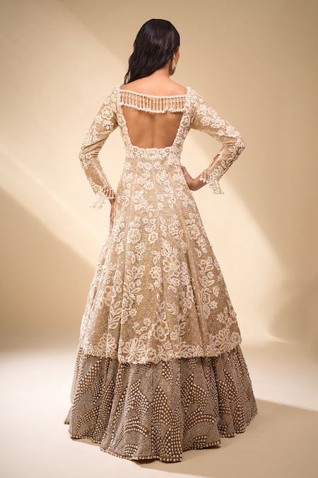 Seema Gujral Pearl Embroidered Jacket Lehenga Set 