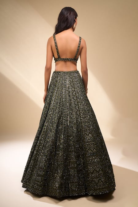 Seema Gujral Sequin Embroidered Net Lehenga Set 