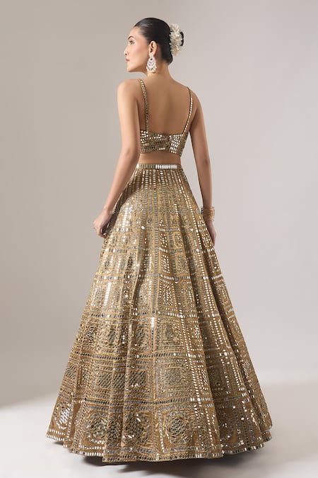 Seema Gujral Mirror Embroidered Banarasi Lehenga Set 