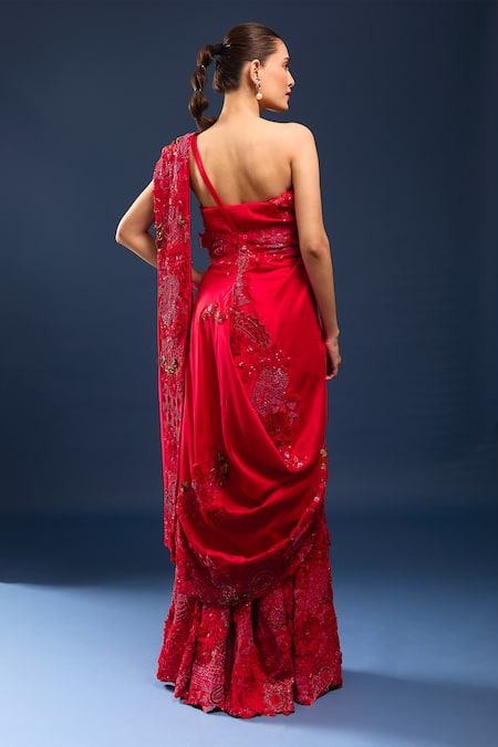 Anamika Khanna Draped Sharara Saree With Unstitched Blouse Piece
