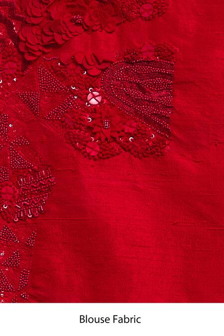 Buy Anamika Khanna Red Sequins, Embroidery, Draped Sharara Saree With Unstitched Blouse Piece Buy_Anamika Khanna_Red Sequins, Embroidery, Draped Sharara Saree With Unstitched Blouse Piece