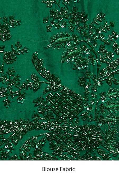 Shop Anushree Reddy Green Embroidery, Sequins Saree With Unstitched Blouse Piece Online at Aza Fashions Shop_Anushree Reddy_Green Embroidery, Sequins Saree With Unstitched Blouse Piece _Online_at_Aza_Fashions