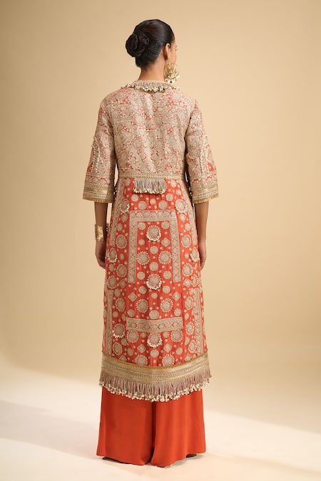 Anamika Khanna Embroidered Front Open Kurta & Palazzo Set