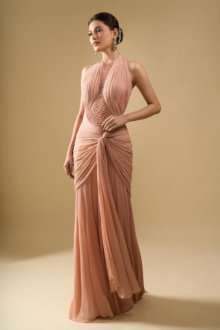 Tarun Tahiliani Beaded Yoke Draped Concept Gown 