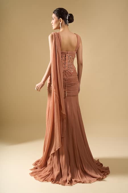 Tarun Tahiliani Pre-Draped Concept Saree Set With Corset Belt 