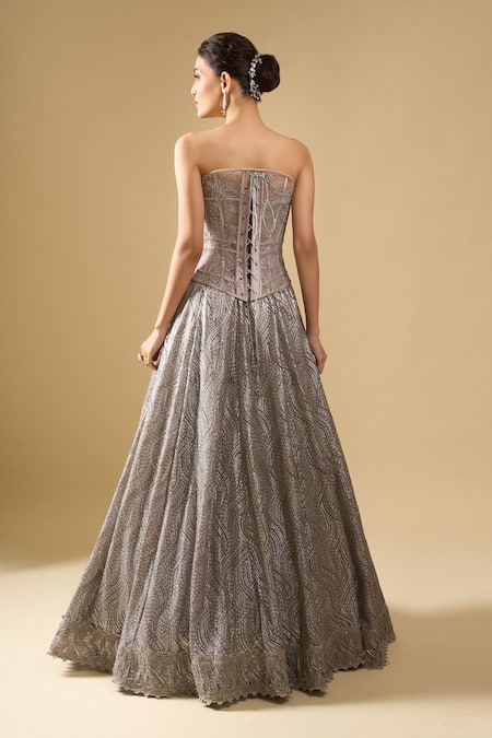 Tarun Tahiliani Sequin Embellished Lehenga Set With Corset 