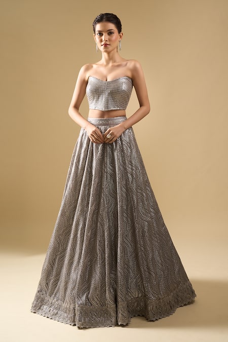 Tarun Tahiliani Sequin Embellished Lehenga Set With Corset 
