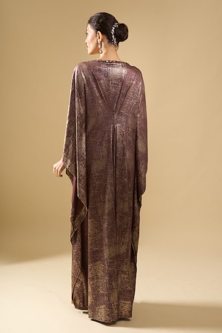 Tarun Tahiliani Shimmer Printed Draped Dress 