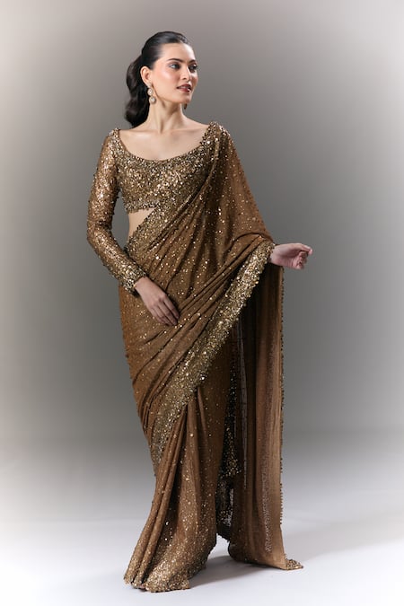 Seema Gujral Sequin Saree With Full Sleeve Blouse 