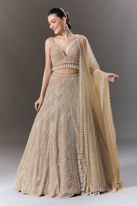 Seema Gujral Pearl & Sequin Embellished Lehenga Set 