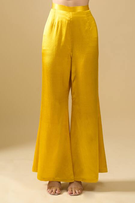 Buy_Archana Shah_Yellow Embroidery, Zari Square Neck Butta Palm Kurta Sharara Set 