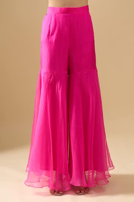 Archana Shah_Pink Organza Sequins, Embroidery Scoop , Square Kurta Set _Online_at_Aza_Fashions