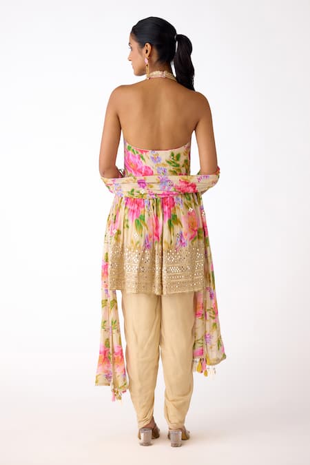 Basanti - Kapde Aur Koffee Embroidered Floral Peplum Kurta Set 