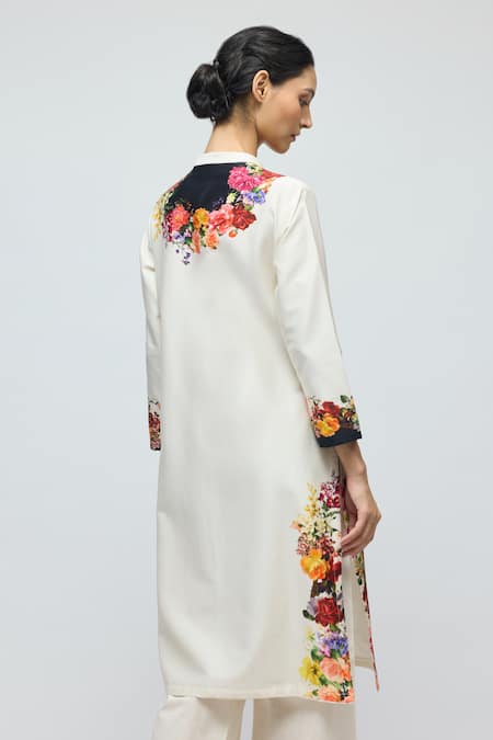 Balance By Rohit Bal Floral Print Chanderi Tunic With Pant 