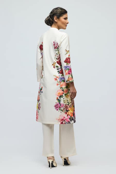 Balance By Rohit Bal Floral Print Chanderi Tunic With Pant 