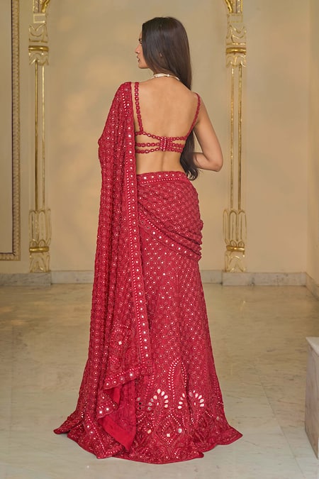 Arpita Mehta Hand Embroidered Pre-Stitched Lehenga Sari Set 