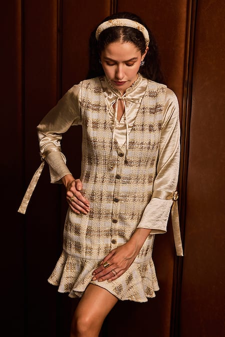 Label Deepika Nagpal Glideon Plaid Dress With Shirt 
