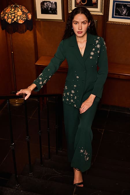 Label Deepika Nagpal Chelsea Crystal Embellished Blazer & Pant Set 