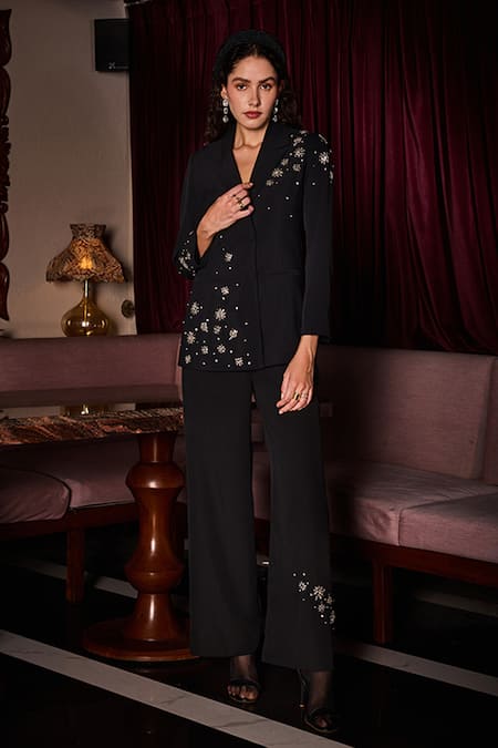 Label Deepika Nagpal Chelsea Crystal Embellished Blazer & Pant Set 