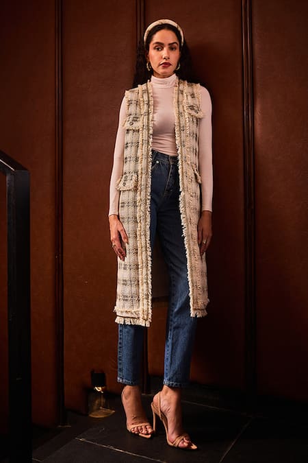 Label Deepika Nagpal Addison Tweed Long Jacket 