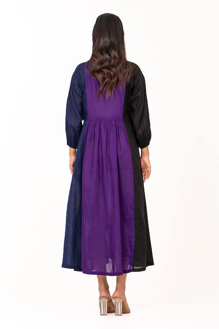 K-Anshika Colorblock Resham Embroidered Midi Dress 