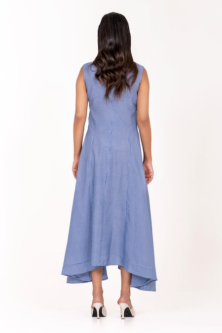 K-Anshika Gingham Resham Embroidered Midi Dress 