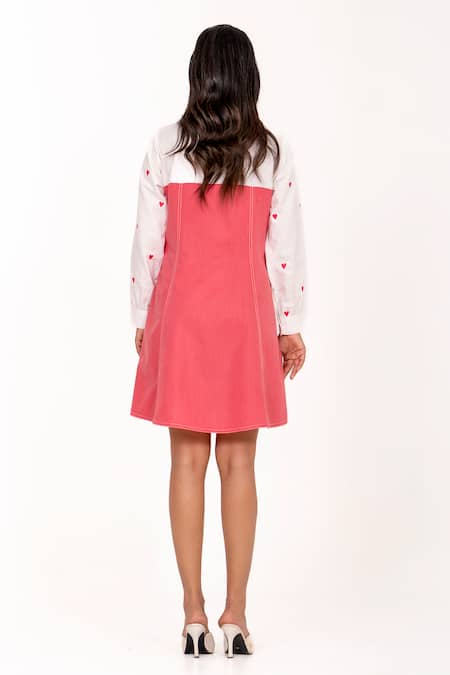 K-Anshika Resham Heart Embroidered Shirt Dress 