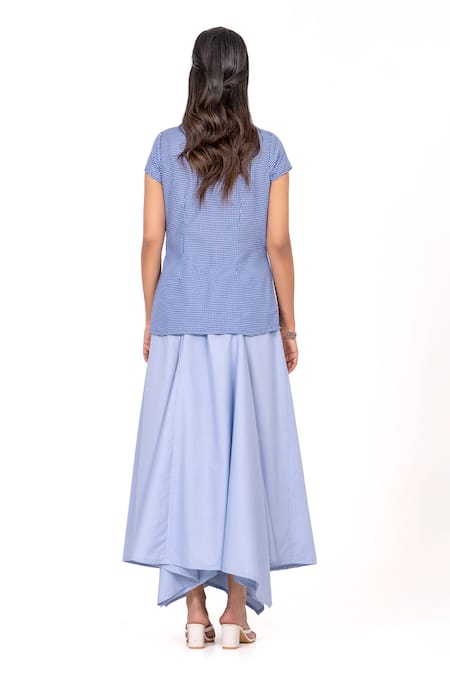 K-Anshika Stripes Pattern Knot Top & Asymmetrical Skirt Set 