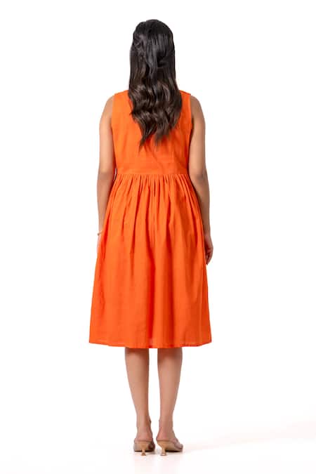 K-Anshika Resham Embroidered Collared Midi Dress 