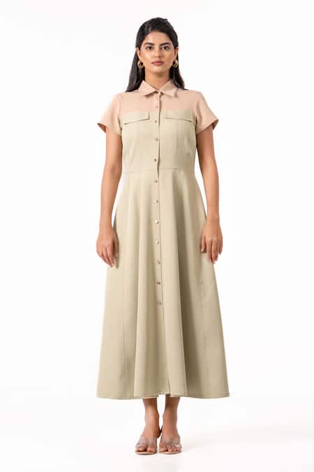 K-Anshika Two-Tone Collared Midi Dress 
